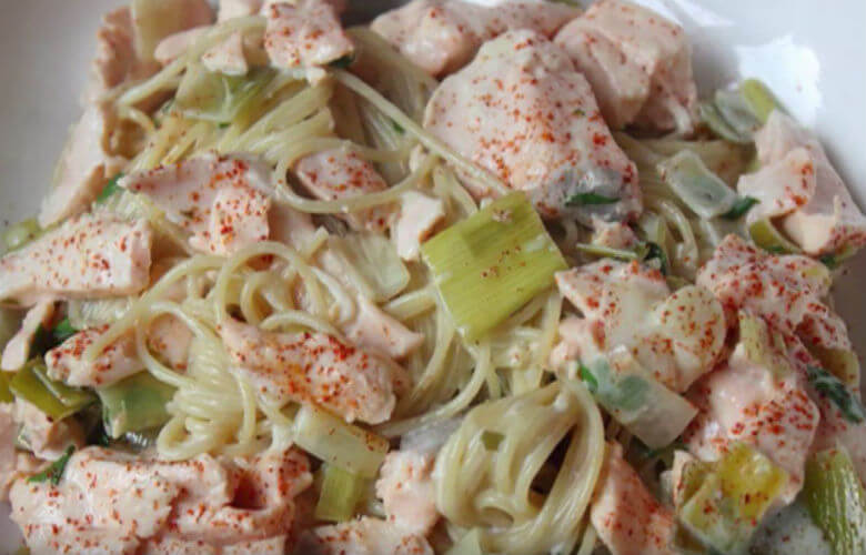 romige pasta zalm en prei